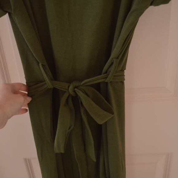 NWT! Olive Green Faux Wrap Slit Maxi Dress - Picture 5 of 9